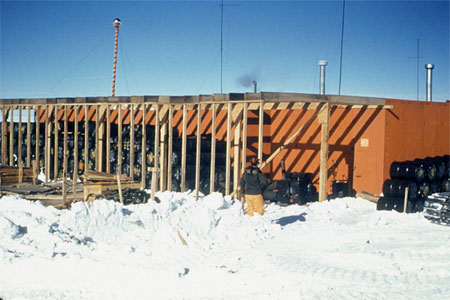 Construction work of the first permanent station, © Dick Prescott, 1956, NSF, USAP Photo Library